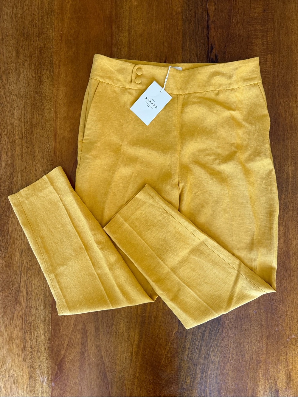 NWT Sezane Georges Trousers Jaune - Size 42 (US 10) Mustard Yellow